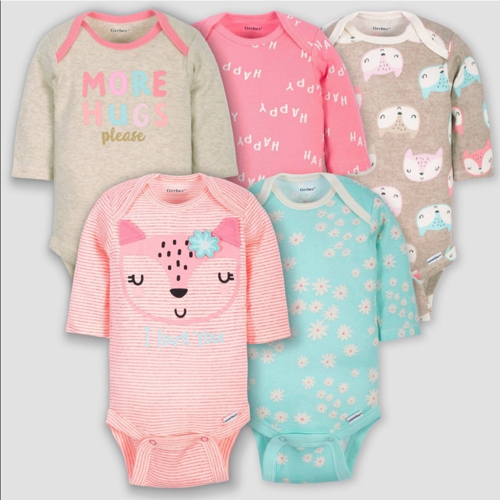 NWT Gerber 5pk Bodysuit Fox